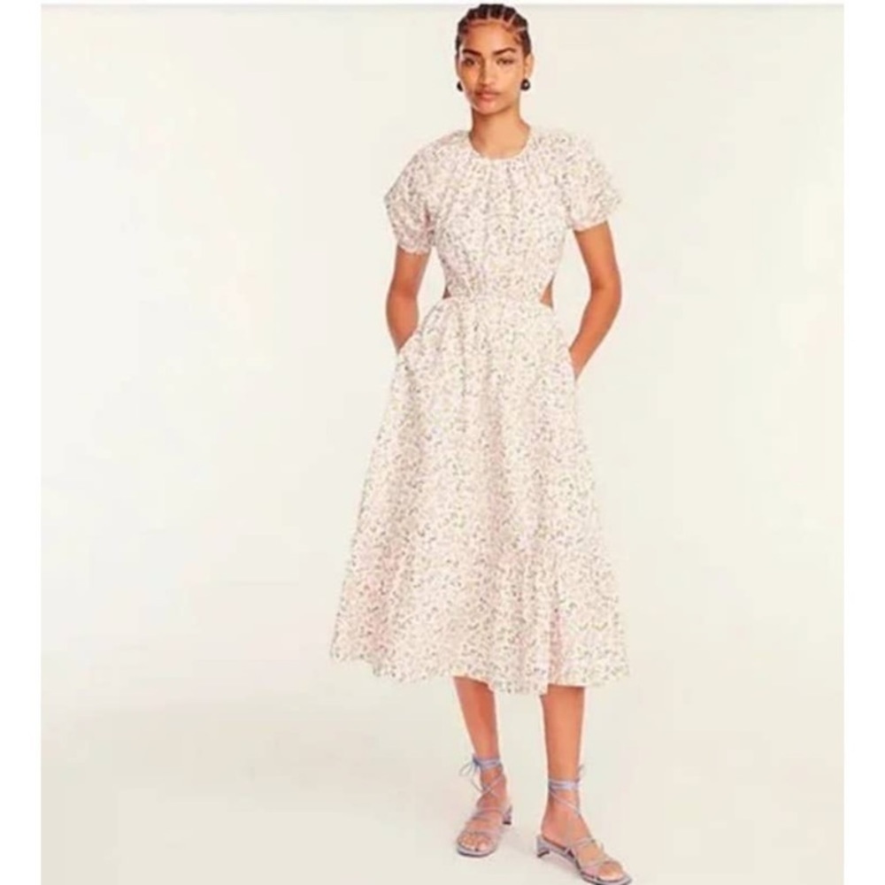 NEW JCREW Side-cutout cotton poplin dress in meadow floral
